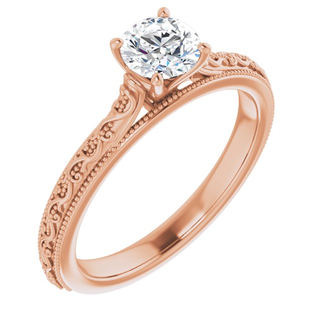 0.50 Carat Rose Gold Round Brilliant Moissanite Solitaire Engagement Ring