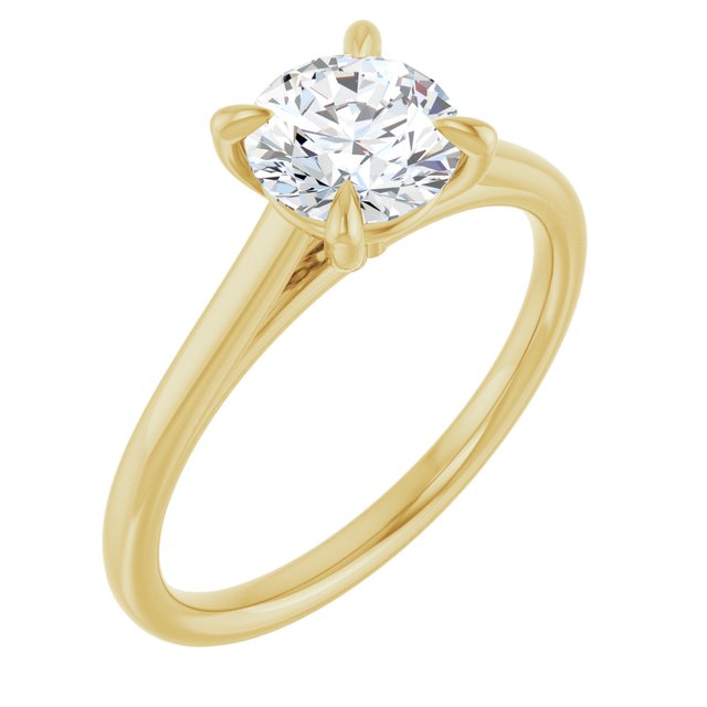 1 Carat Yellow Gold Round Brilliant Moissanite Solitaire Engagement Ring