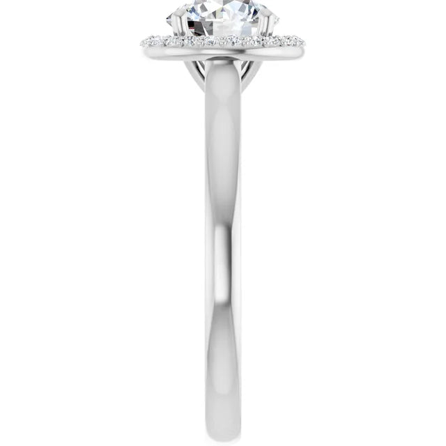 Continuum Silver Round Brilliant Halo Moissanite Engagement Ring