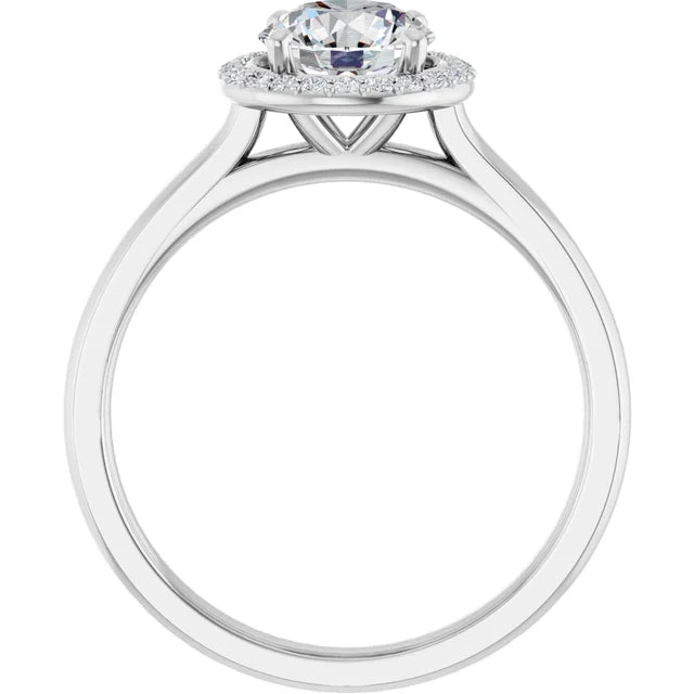 Continuum Silver Round Brilliant Halo Moissanite Engagement Ring