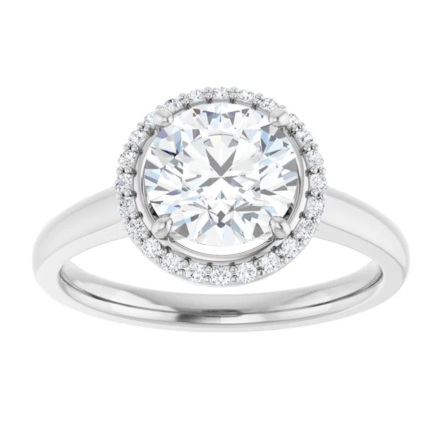 Continuum Silver Round Brilliant Halo Moissanite Engagement Ring