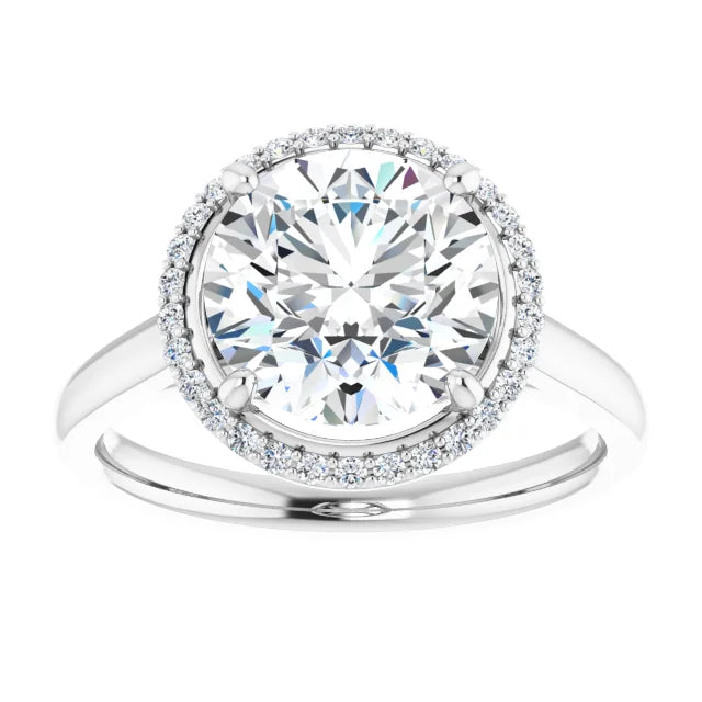 Continuum Silver Round Brilliant Halo Moissanite Engagement Ring