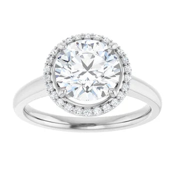 Continuum Silver Round Brilliant Halo Moissanite Engagement Ring