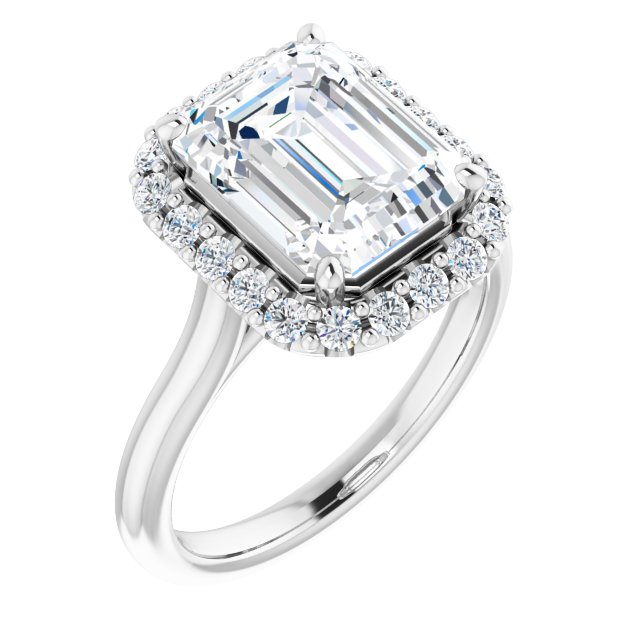 4 Carat Continuum Silver Emerald Brilliant Moissanite Halo Engagement Ring