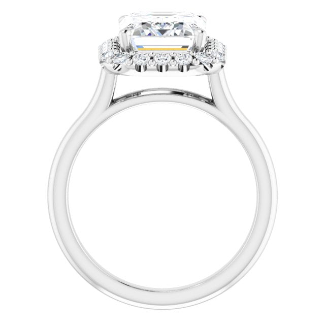 4 Carat Continuum Silver Emerald Brilliant Moissanite Halo Engagement Ring