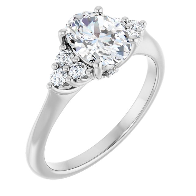 1.25 Carat Continuum Silver Oval Brilliant Moissanite Accented Engagement Ring