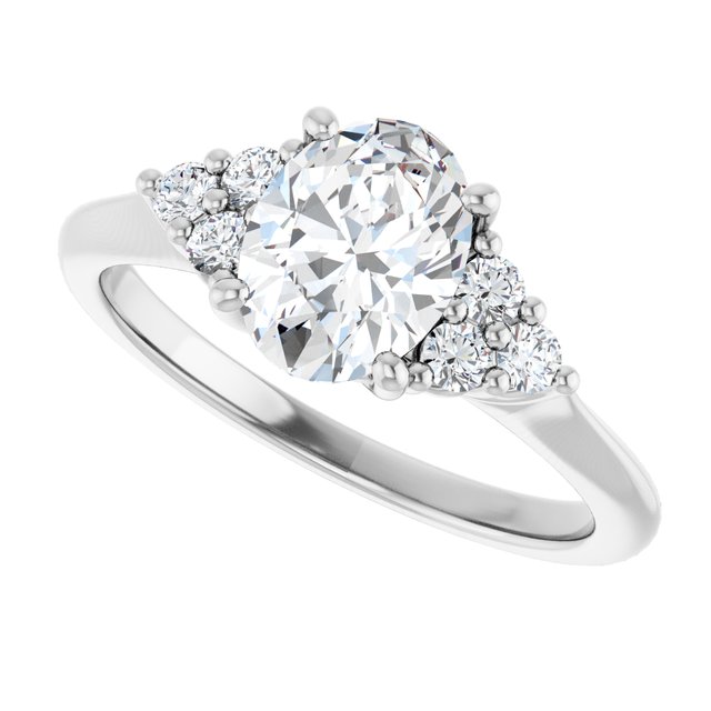 1.25 Carat Continuum Silver Oval Brilliant Moissanite Accented Engagement Ring