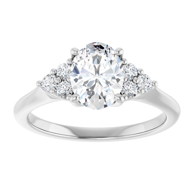1.25 Carat Continuum Silver Oval Brilliant Moissanite Accented Engagement Ring