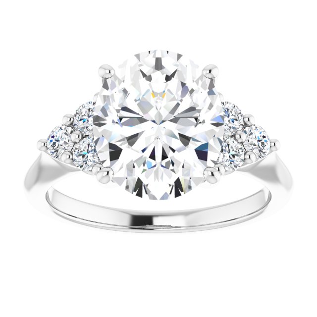 Continuum Silver Two Carat Oval Brilliant Moissanite Accented Engagement Ring