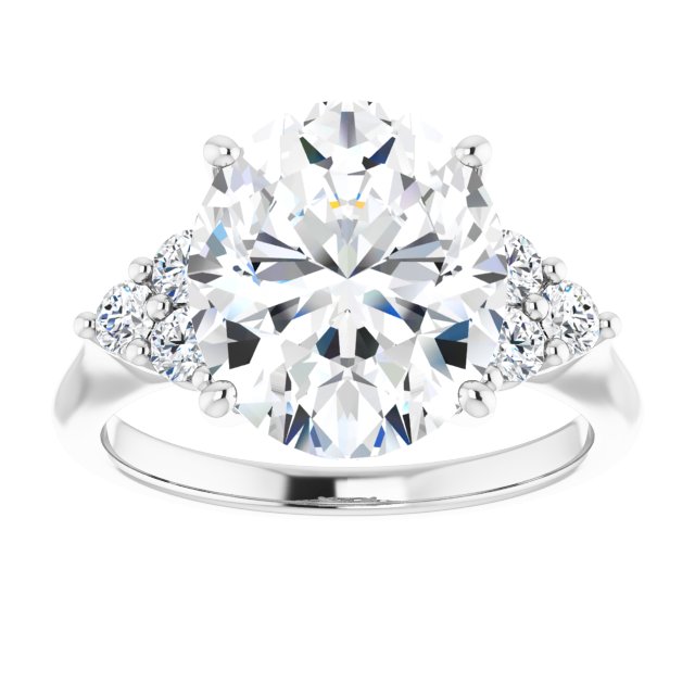 Continuum Silver Two Carat Oval Brilliant Moissanite Accented Engagement Ring