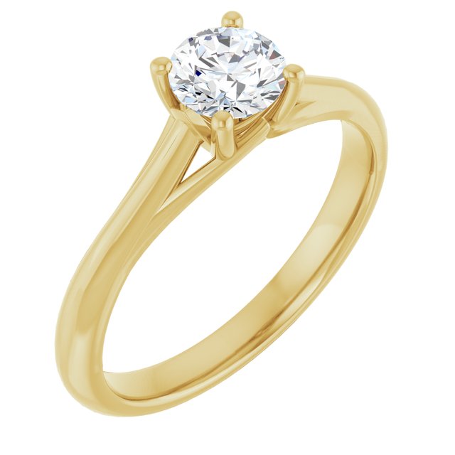 0.50 Carat Yellow Gold Round Brilliant Moissanite Solitaire Engagement Ring