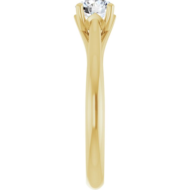 0.50 Carat Yellow Gold Round Brilliant Moissanite Solitaire Engagement Ring