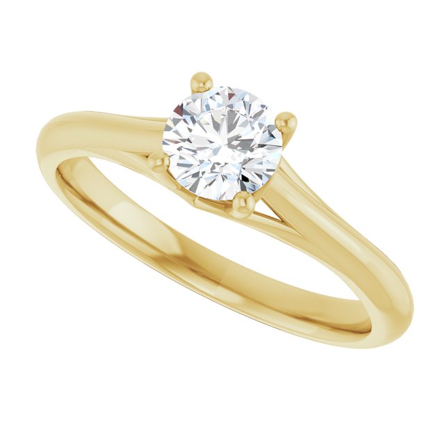 0.50 Carat Yellow Gold Round Brilliant Moissanite Solitaire Engagement Ring
