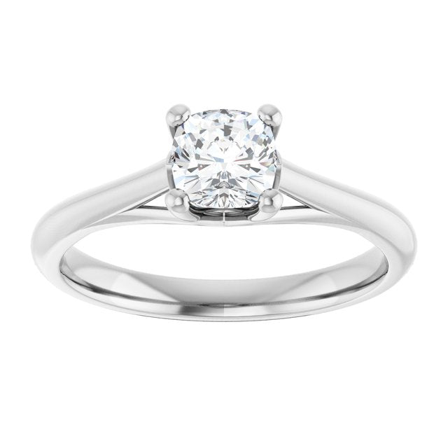 0.50 Carat White Gold Cushion Brilliant Moissanite Solitaire Engagement Ring