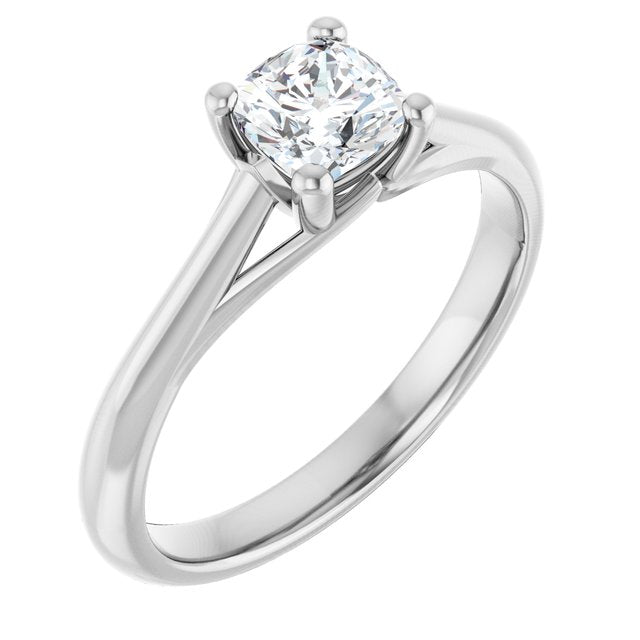 0.50 Carat White Gold Cushion Brilliant Moissanite Solitaire Engagement Ring