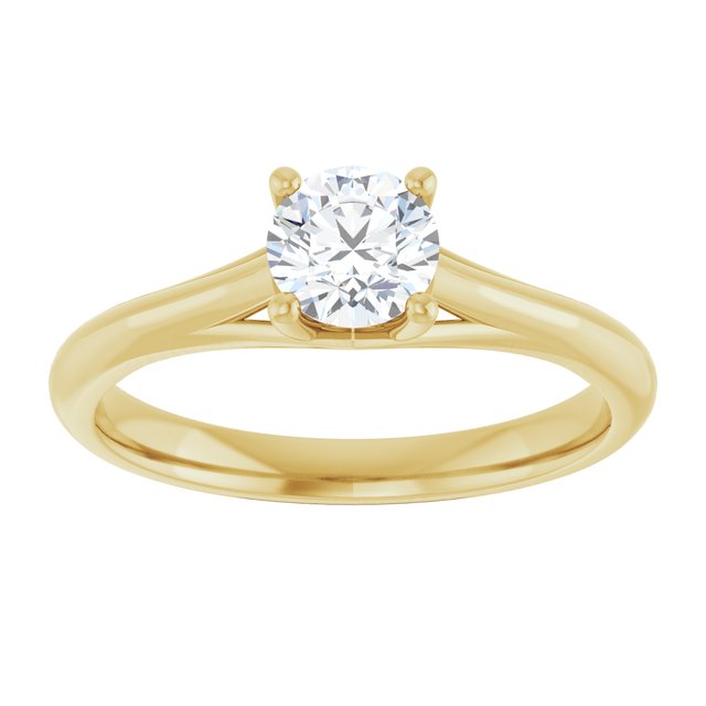 0.50 Carat Yellow Gold Round Brilliant Moissanite Solitaire Engagement Ring