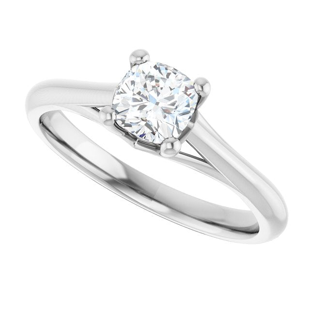 0.50 Carat White Gold Cushion Brilliant Moissanite Solitaire Engagement Ring