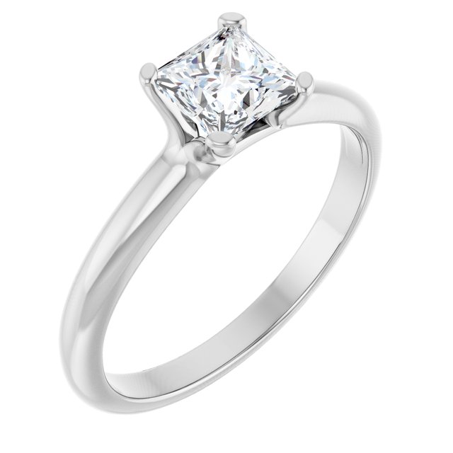 0.75 Carat White Gold Princess Brilliant Moissanite Solitaire Engagement Ring