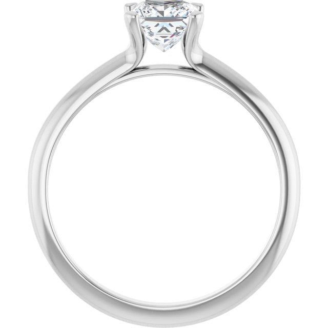 0.75 Carat White Gold Princess Brilliant Moissanite Solitaire Engagement Ring