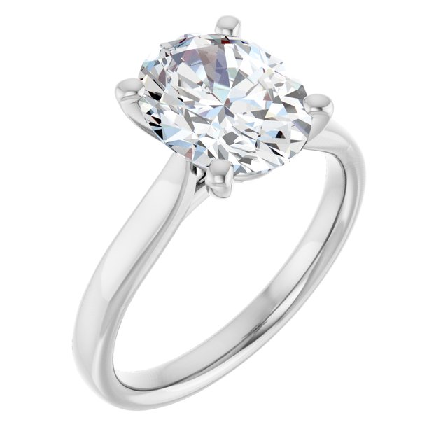 2.5 Carat Continuum Silver Oval Brilliant Moissanite Solitaire Engagement Ring