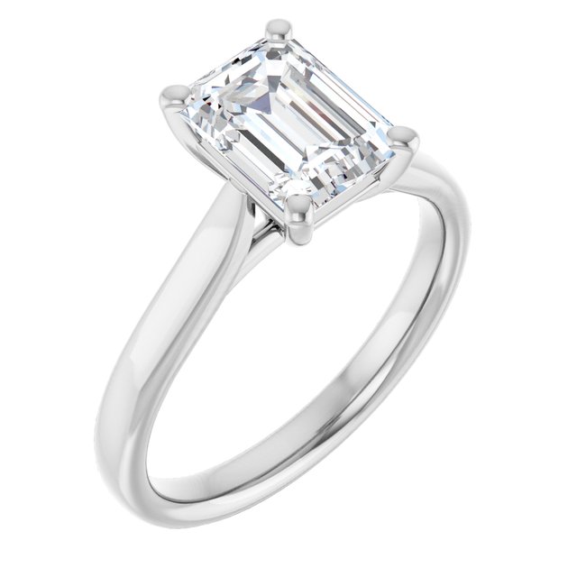 1.75 Carat Continuum Silver Emerald Brilliant Moissanite Solitaire Engagement Ring