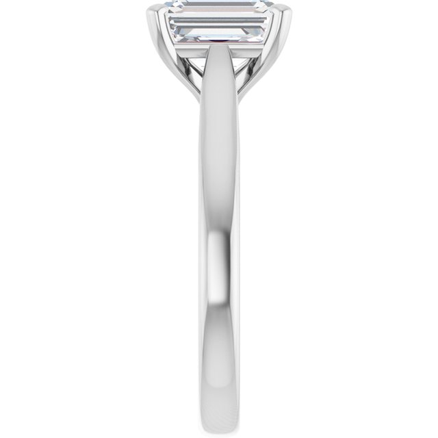 1.75 Carat Continuum Silver Emerald Brilliant Moissanite Solitaire Engagement Ring
