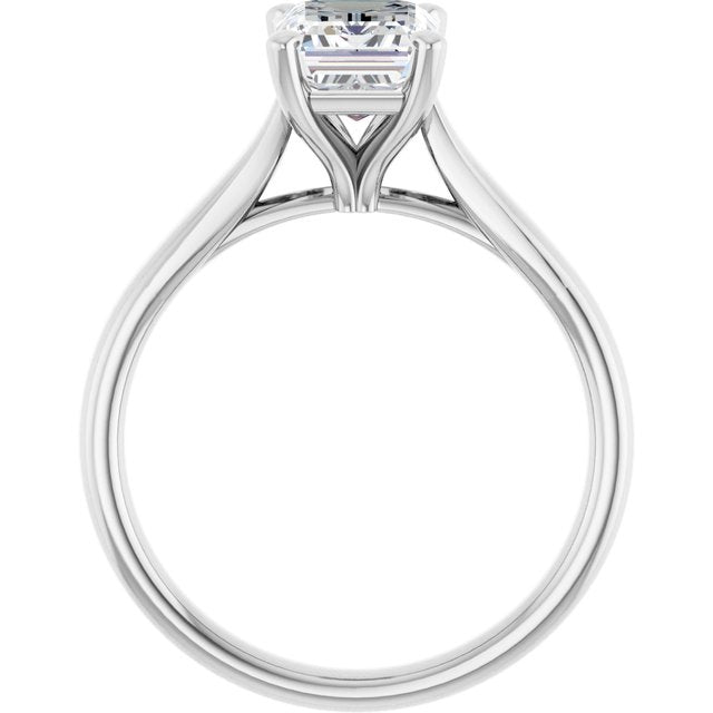 1.75 Carat Continuum Silver Emerald Brilliant Moissanite Solitaire Engagement Ring