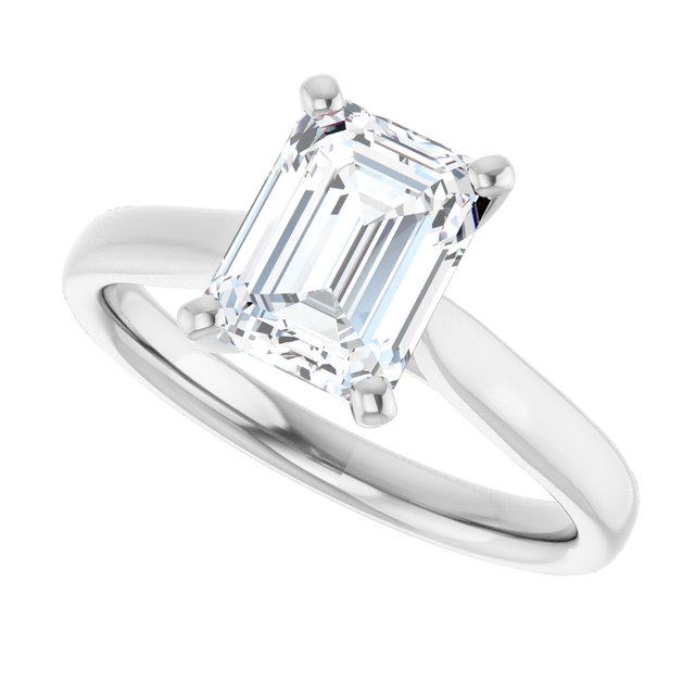 1.75 Carat Continuum Silver Emerald Brilliant Moissanite Solitaire Engagement Ring