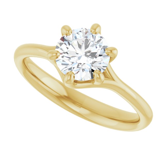 One Carat Round Moissanite Engagement Ring