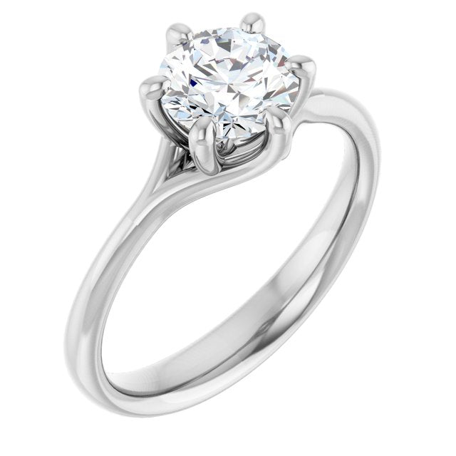 One Carat Round Moissanite Engagement Ring