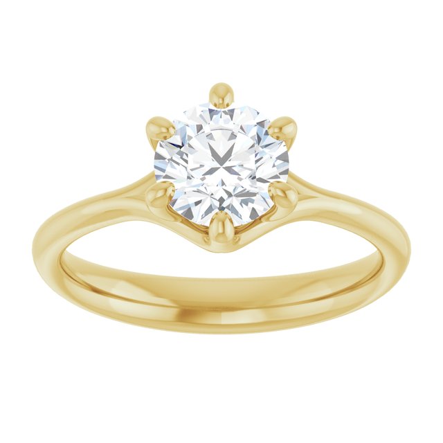 One Carat Round Moissanite Engagement Ring