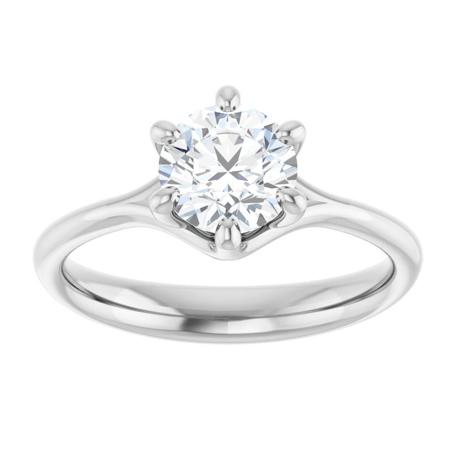 One Carat Round Moissanite Engagement Ring