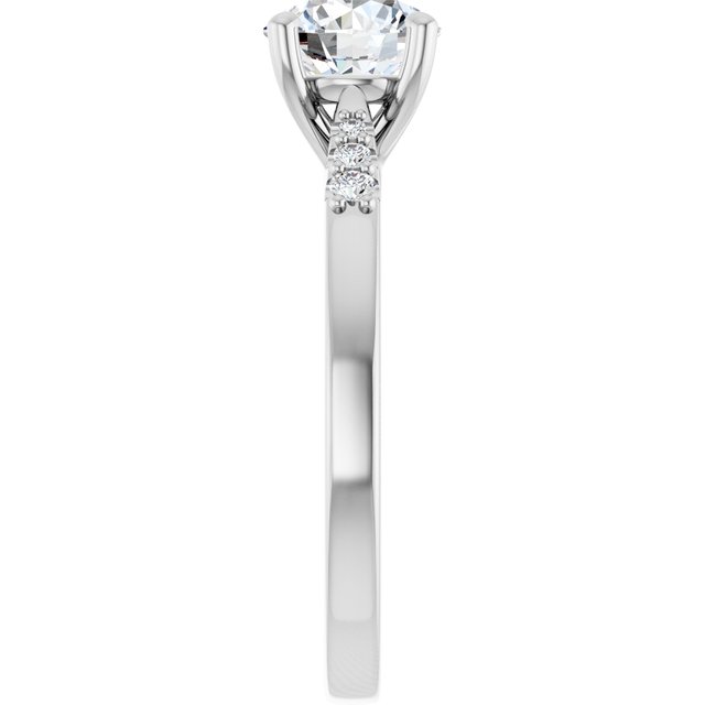 1 Carat Continuum Silver Round Brilliant Moissanite Accented Engagement Ring