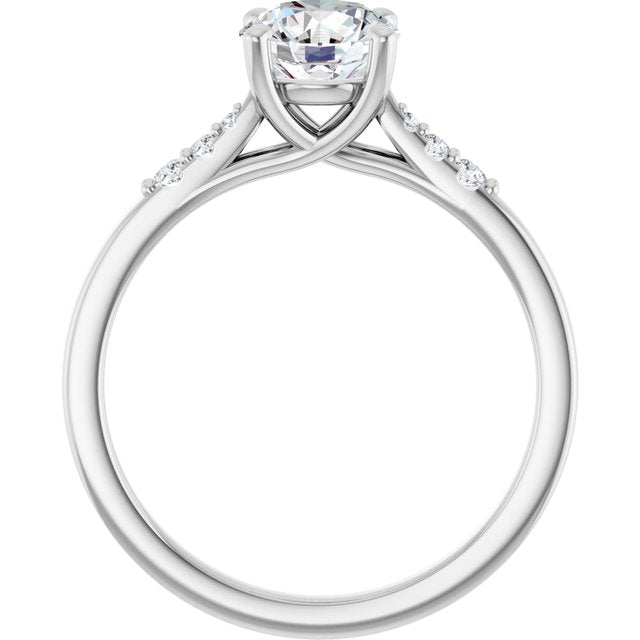 1 Carat Continuum Silver Round Brilliant Moissanite Accented Engagement Ring