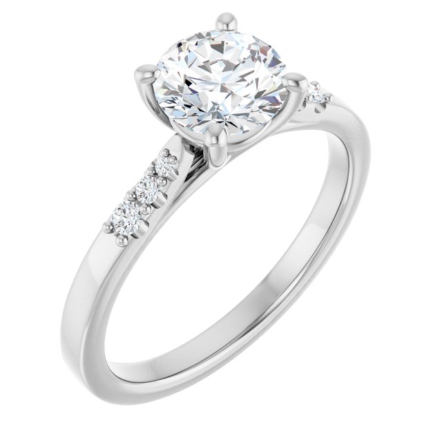 1 Carat Continuum Silver Round Brilliant Moissanite Accented Engagement Ring