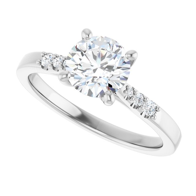1 Carat Continuum Silver Round Brilliant Moissanite Accented Engagement Ring