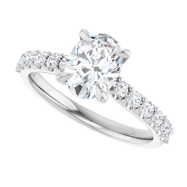 1.25 Carat Continuum Silver Oval Brilliant Moissanite Accented Engagement Ring