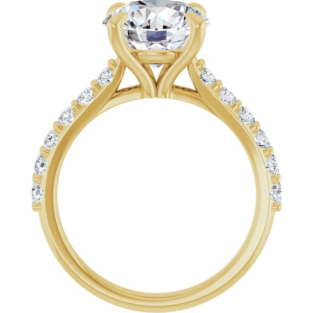 3.22 Carat Yellow Gold Round Lab Grown Accented Engagement Ring