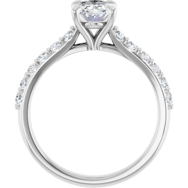 1.25 Carat Continuum Silver Oval Brilliant Moissanite Accented Engagement Ring