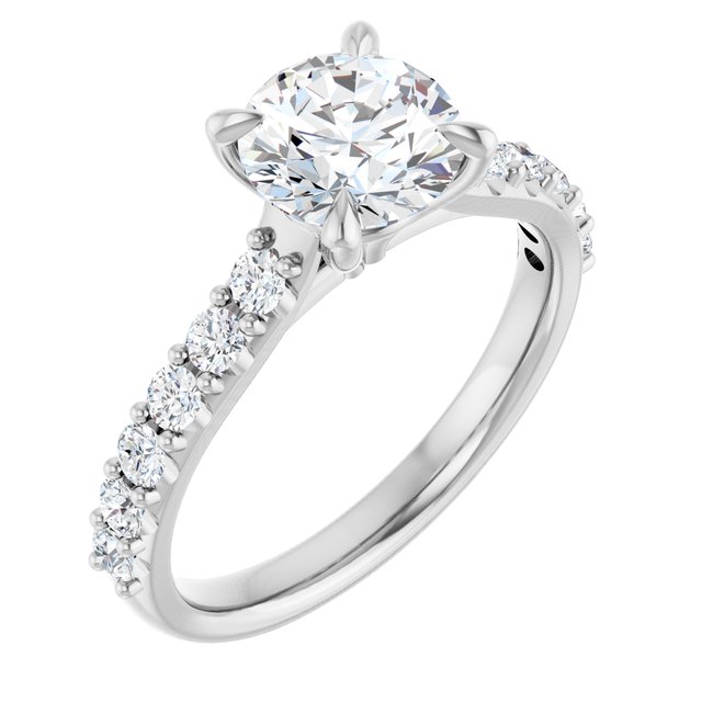 1.25 Carat Continuum Silver Round Brilliant Moissanite Accented Engagement Ring