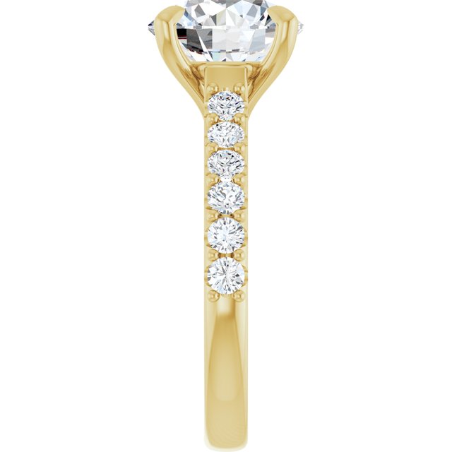 3.22 Carat Yellow Gold Round Lab Grown Accented Engagement Ring