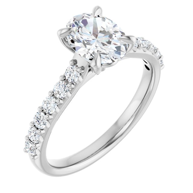 1.25 Carat Continuum Silver Oval Brilliant Moissanite Accented Engagement Ring