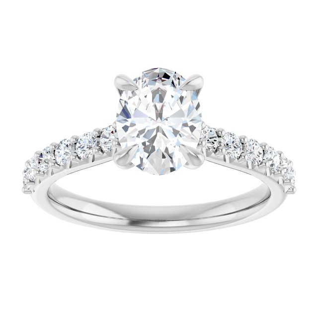 1.25 Carat Continuum Silver Oval Brilliant Moissanite Accented Engagement Ring