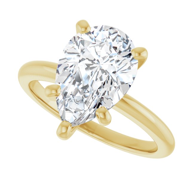 Three Carat Pear Shape Moissanite Solitaire Engagement Ring