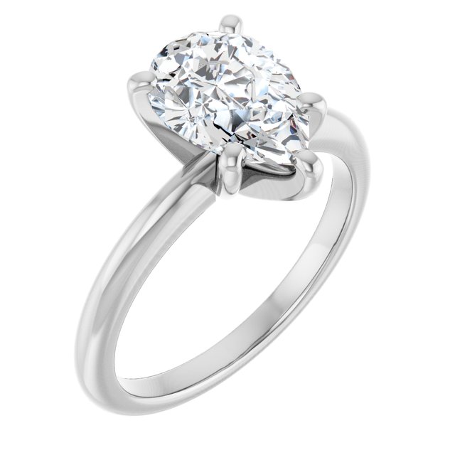 Two Carat Pear Shape Moissanite Solitaire Engagement Ring