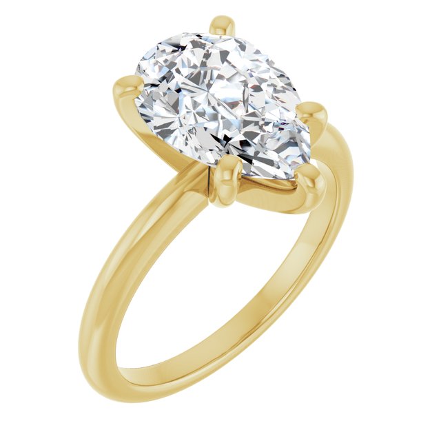 Three Carat Pear Shape Moissanite Solitaire Engagement Ring