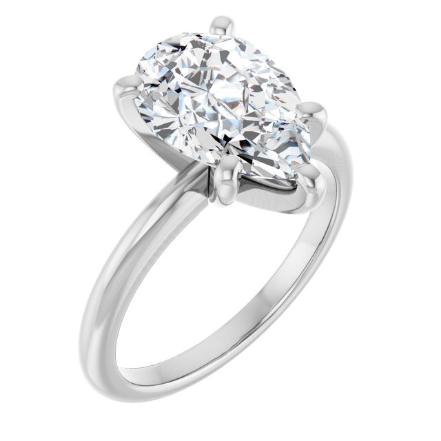 Three Carat Pear Shape Moissanite Solitaire Engagement Ring