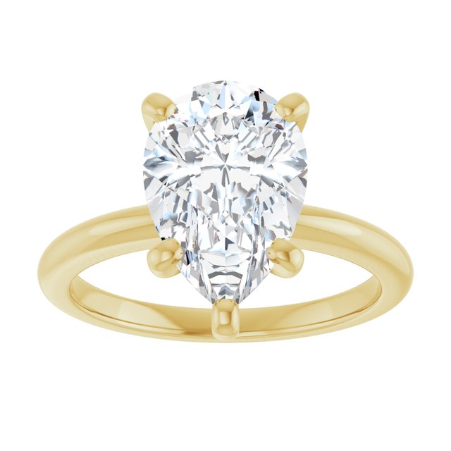 Three Carat Pear Shape Moissanite Solitaire Engagement Ring