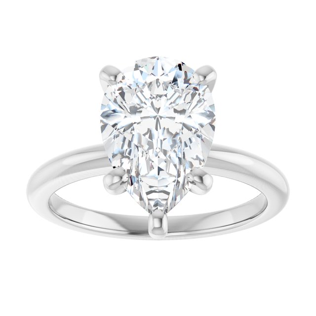 Three Carat Pear Shape Moissanite Solitaire Engagement Ring