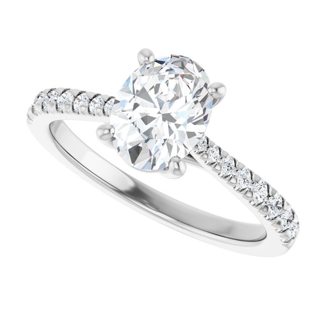 1.25 Carat Continuum Silver Oval Brilliant Moissanite Accented Engagement Ring